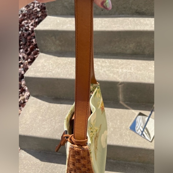 Vintage Fossil Beach Print Shoulder Purse Bag Canvas Woven Purse Shoulder Bag - Picture 9 of 11